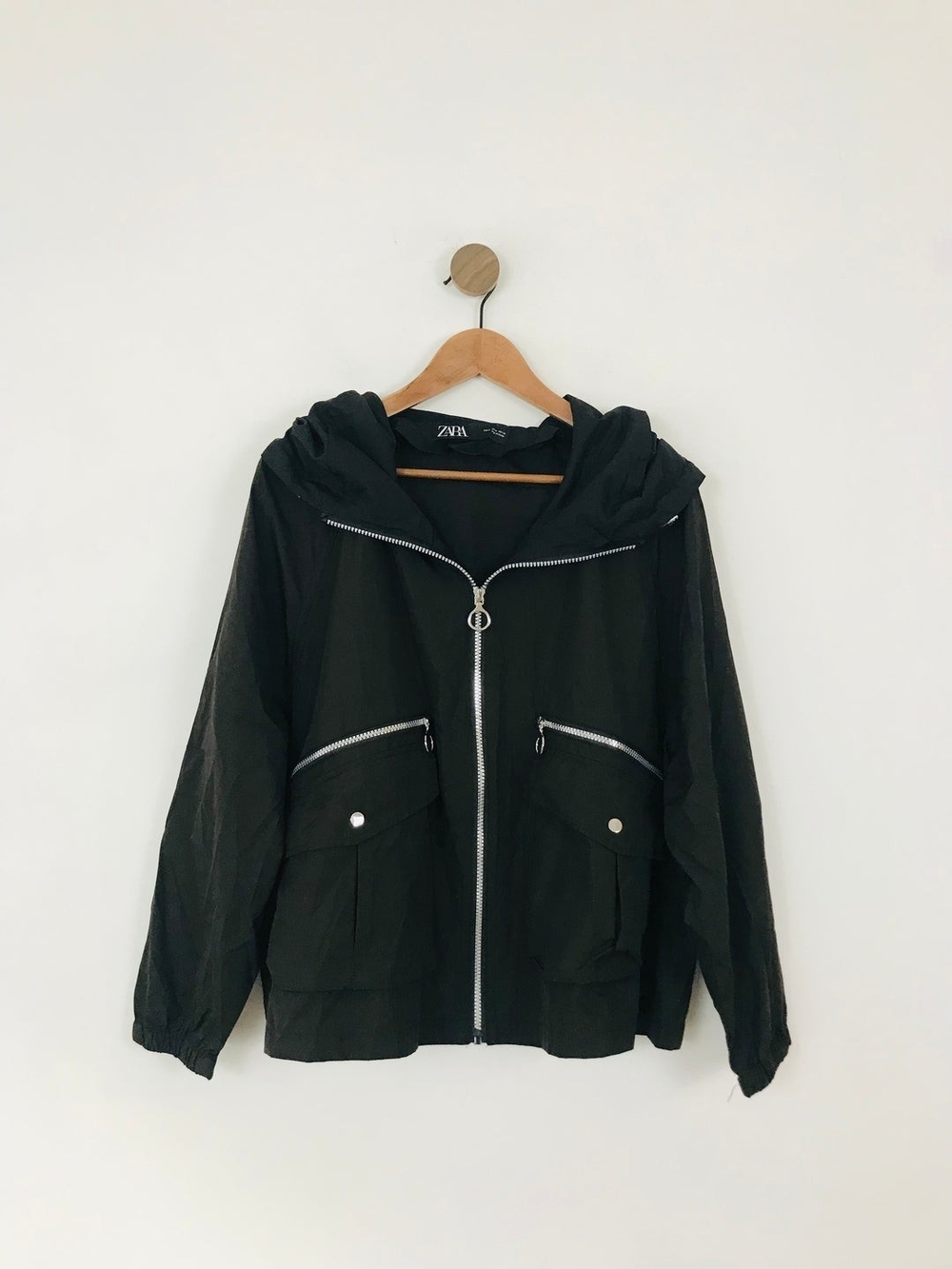 Zara Black Hooded Zip Jacket